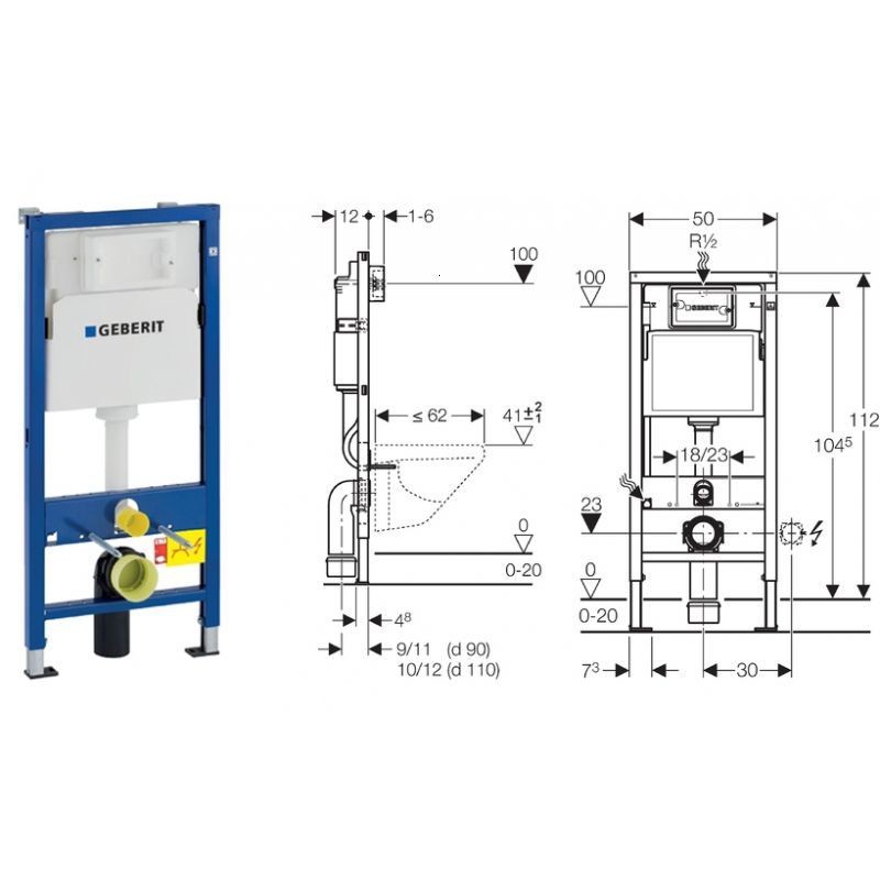SISTEM INSTALARE CU REZERVOR  DUOFIX DELTA PENTRU VAS WC SUSPENDAT ,ADANCIME 12 CM, INALTIME 120 CM